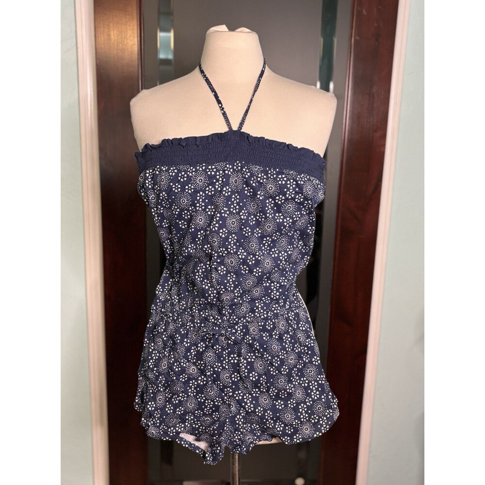 New Old Navy Blue Girls XL 14 Halter Romper 100% Cotton